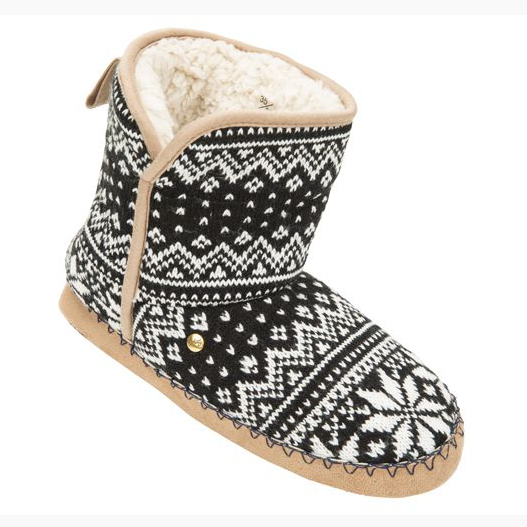 zapatillas de casa Cool Slippers Dakota Caviar tipo botín con borreguito interior negro blanco